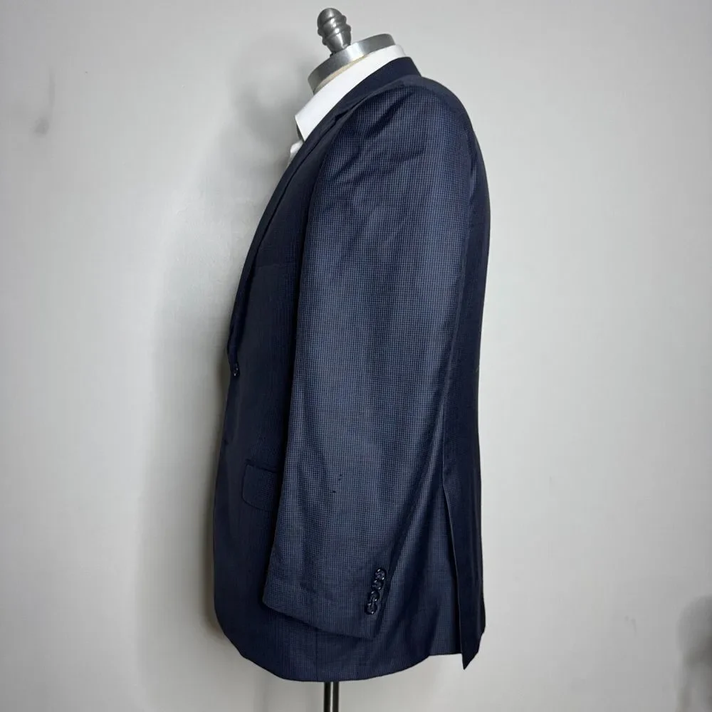 Joseph Bach Sartoriale‎ Sport Coat Blazer 48R (58 it) Mens Blue Check Wool